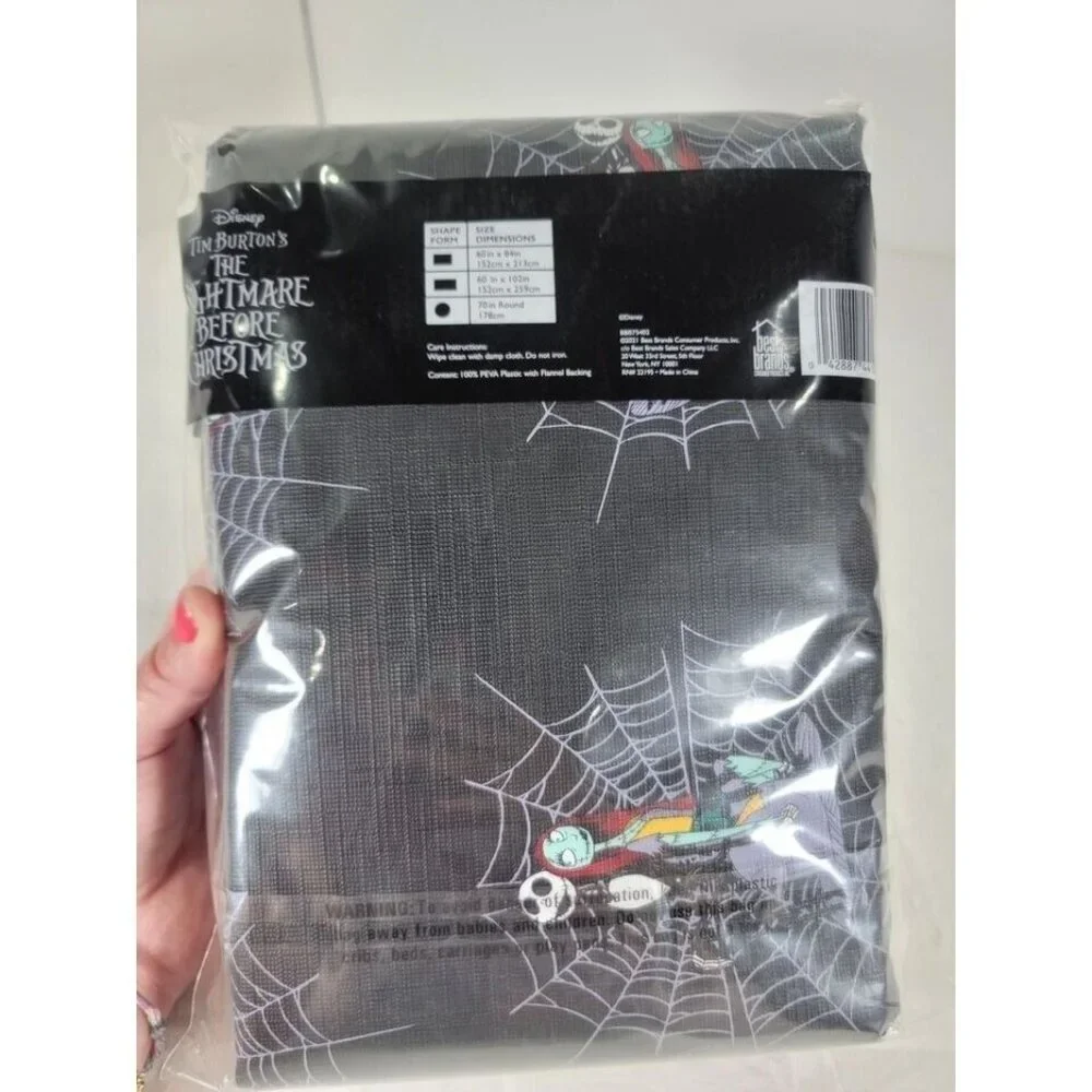 The‎ Nightmare Before Christmas Black Spiderwebs Tablecloth 60